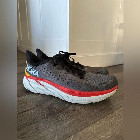 Hoka One One Clifton 8 Running Shoes Men Size 9.5D Gray Comfort Low Top Sneakers - Picture 2 of 11
